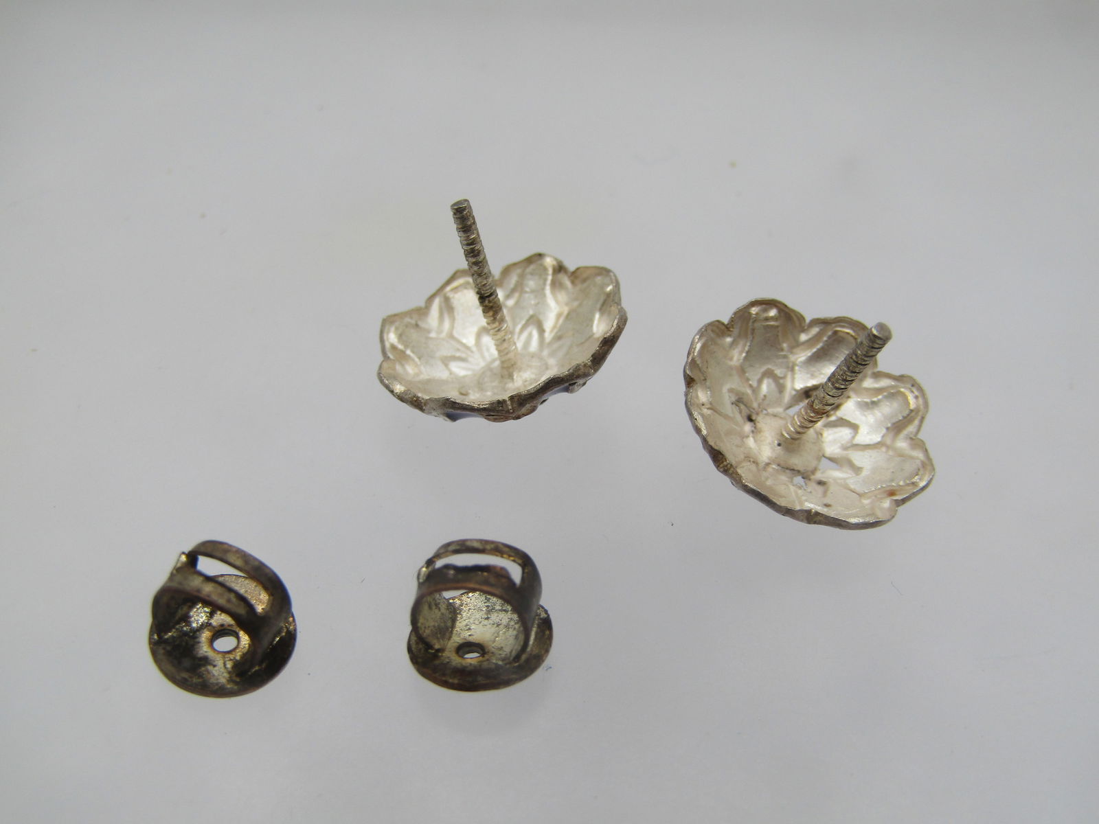 Vintage Sterling Blue Enameled Blossom Earrings, Pierced - 5