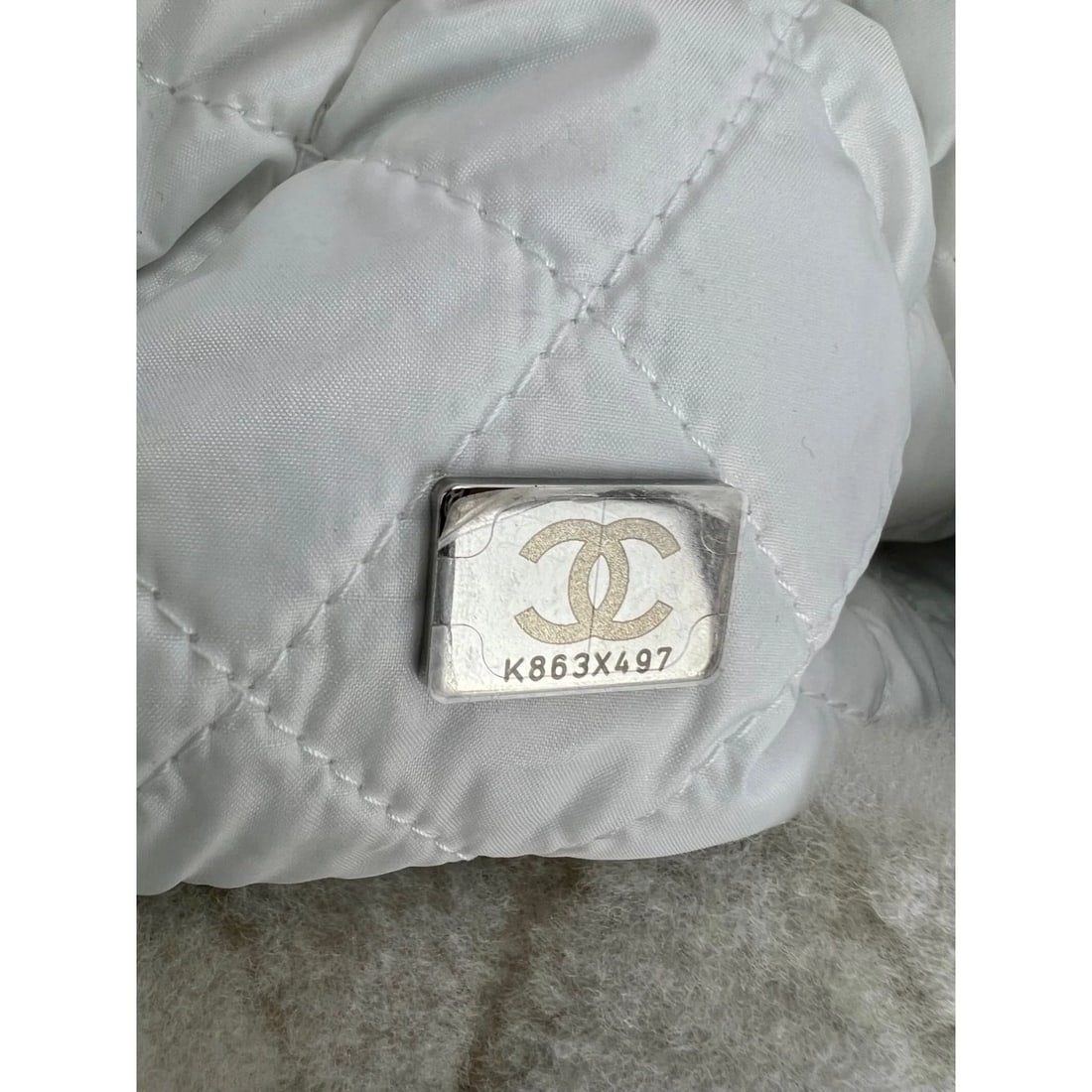Chanel Shearling Quilted White Lambskin Bowler Crossbody Shoulder Bag - 7