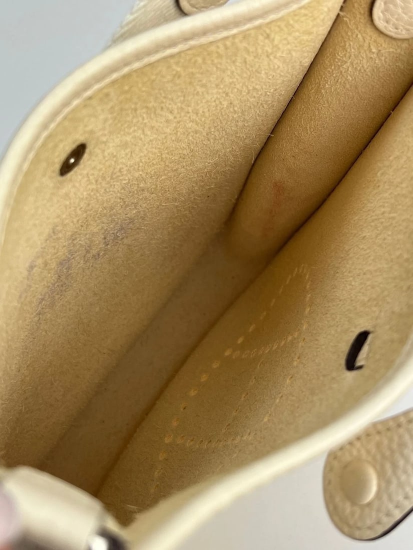 Hermes Taurillon Clemence evelyne TPM Nata White Crossbody Bag - 7