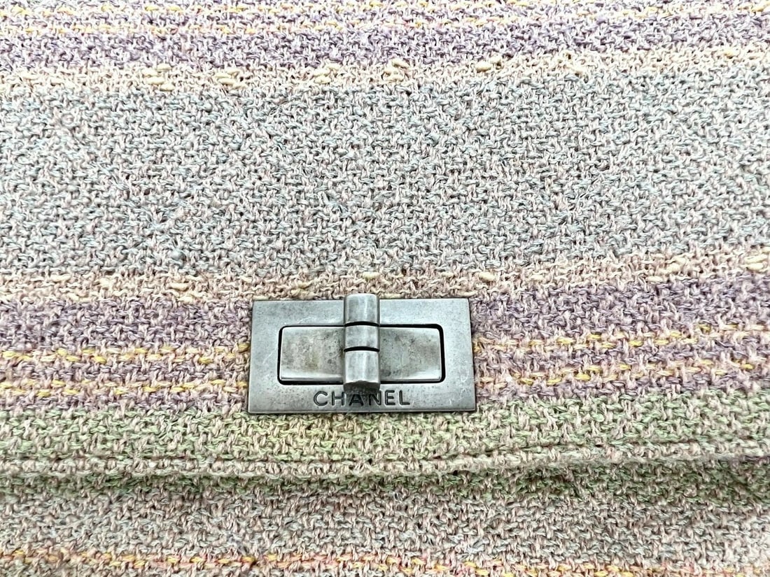 Chanel 2.55 Reissue 225 Single Flap Pink Multicolor Cotton Tweed Bag - 12