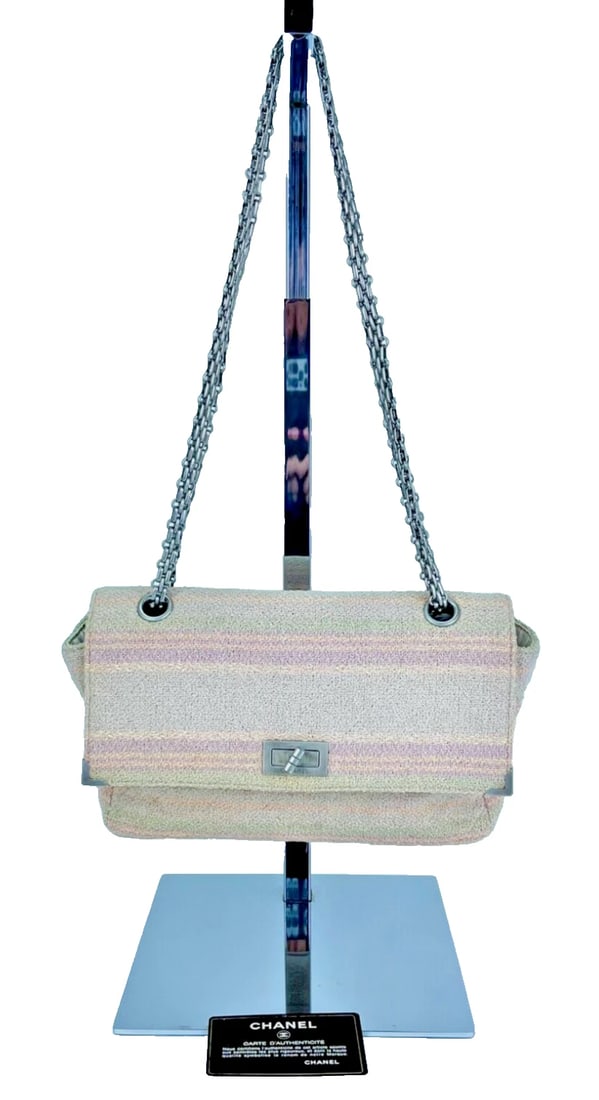 Chanel 2.55 Reissue 225 Single Flap Pink Multicolor Cotton Tweed Bag - 14