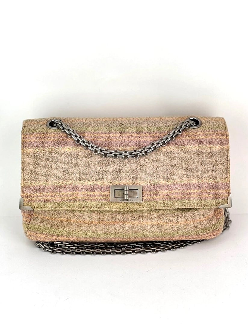 Chanel 2.55 Reissue 225 Single Flap Pink Multicolor Cotton Tweed Bag - 2