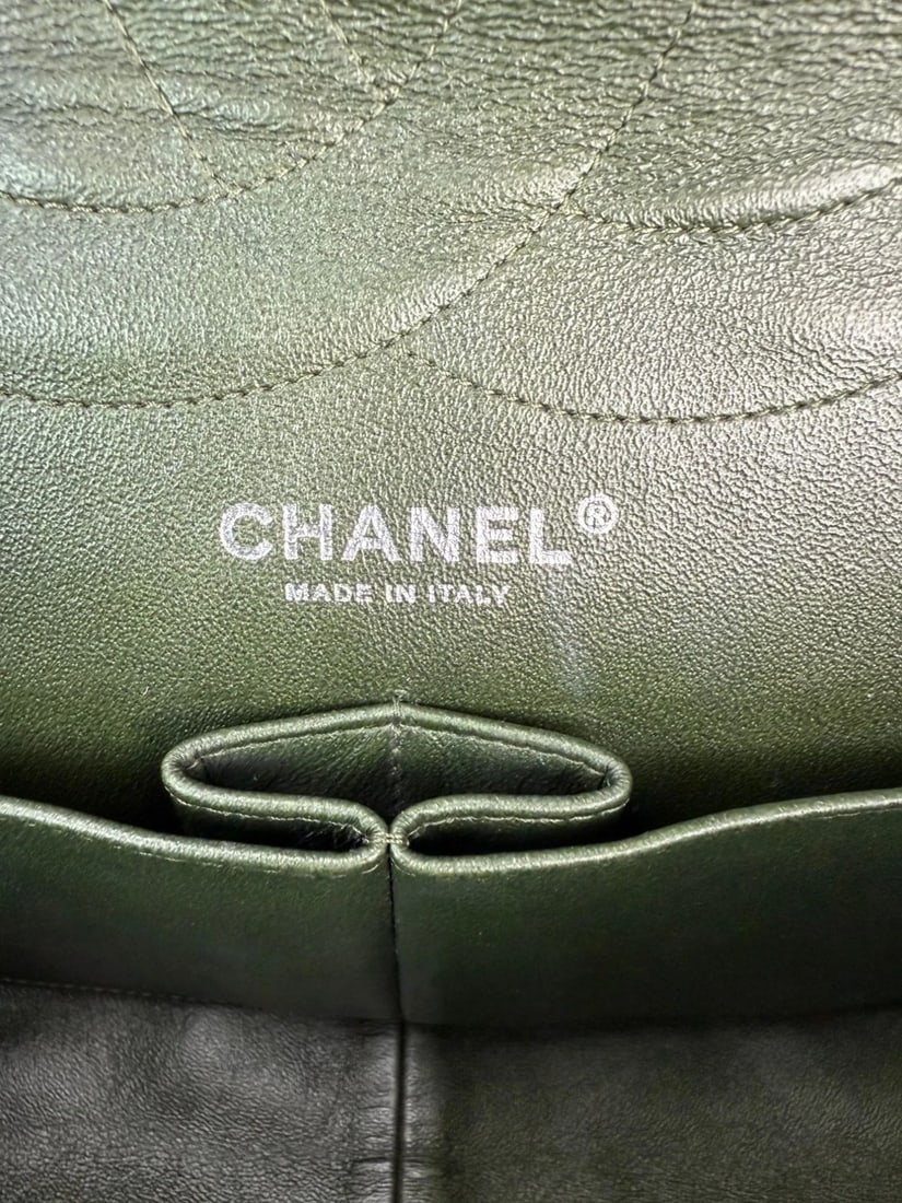 Chanel 2.55 Reissue Double Flap Iridescent Dark Green Patent Leather Bag - 10