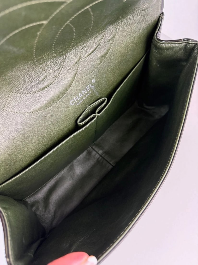 Chanel 2.55 Reissue Double Flap Iridescent Dark Green Patent Leather Bag - 11