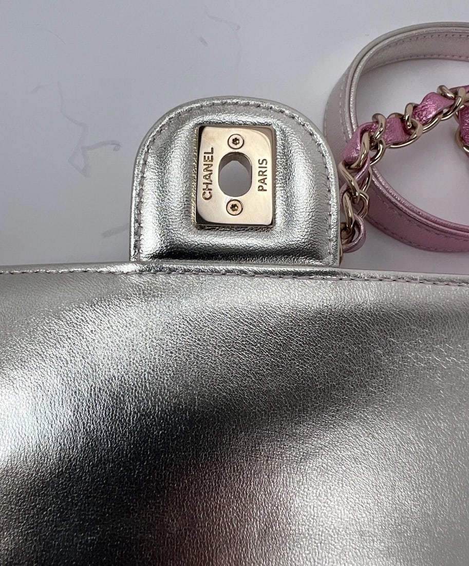 Chanel Metallic Lambskin Like a Wallet Flap Golden Pink Crossbody Bag - 10