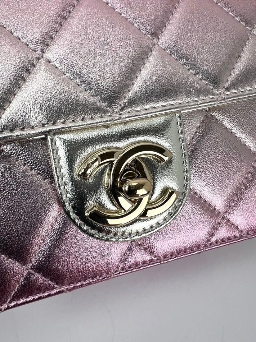 Chanel Metallic Lambskin Like a Wallet Flap Golden Pink Crossbody Bag - 16