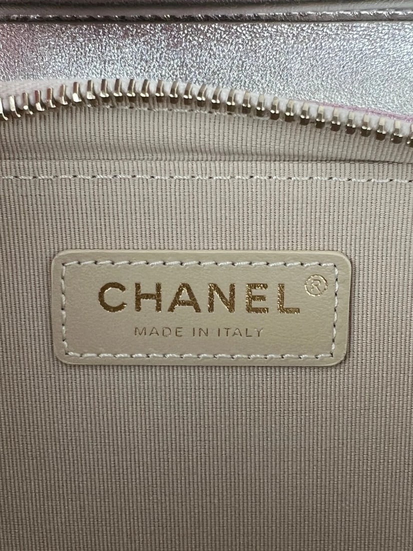 Chanel Metallic Lambskin Like a Wallet Flap Golden Pink Crossbody Bag - 8