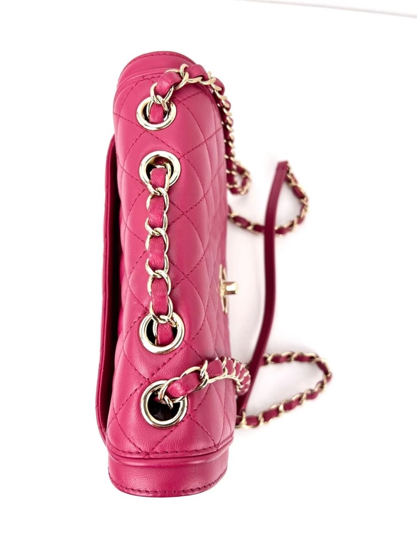 Chanel Lambskin Quilted Lovely Day Medium Pink Flap Crossbody Bag - 12