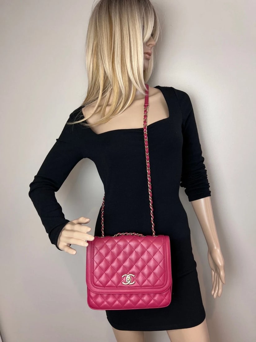 Chanel Lambskin Quilted Lovely Day Medium Pink Flap Crossbody Bag - 16