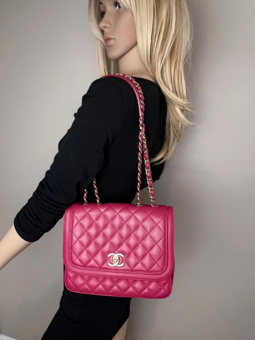 Chanel Lambskin Quilted Lovely Day Medium Pink Flap Crossbody Bag - 17