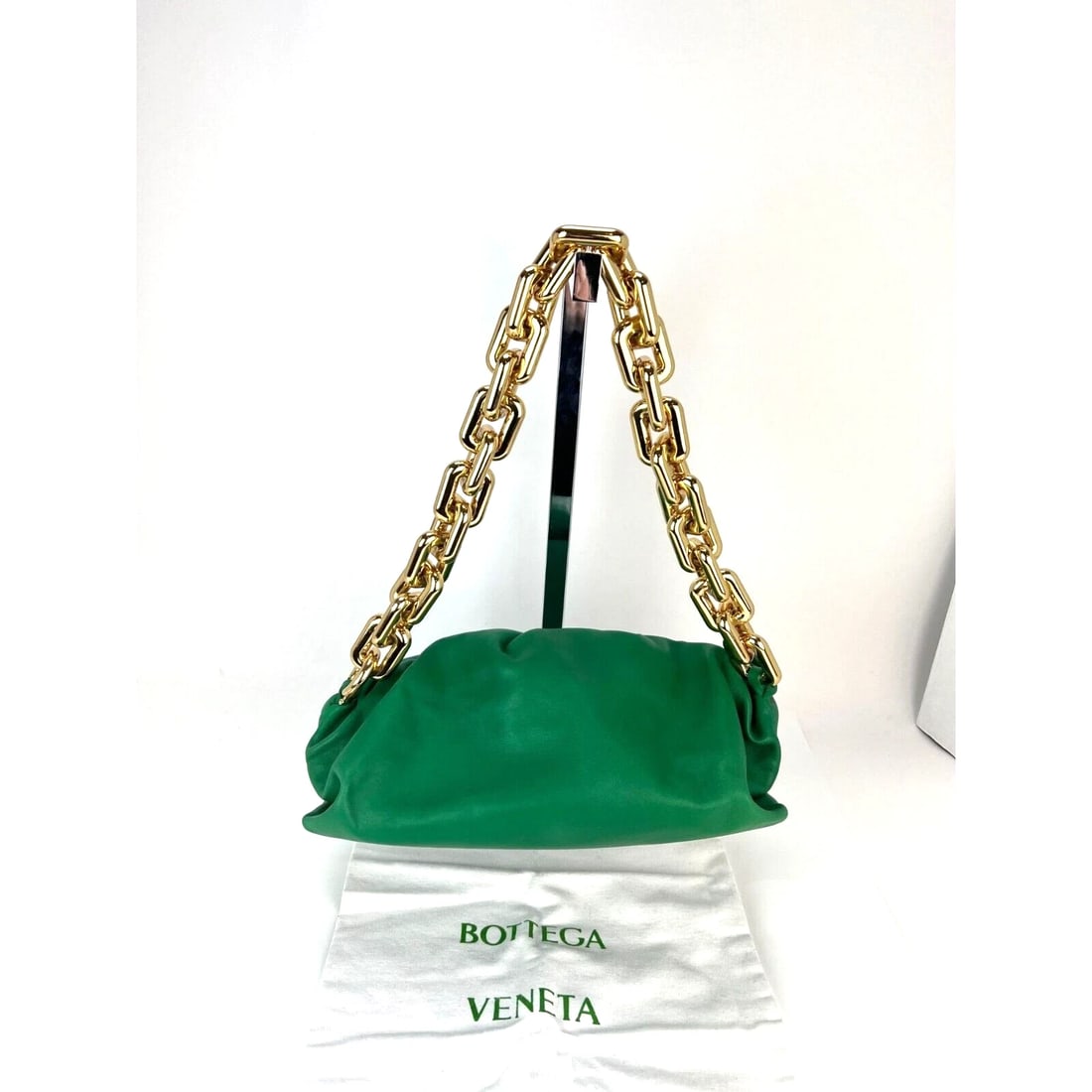 Bottega Veneta Green Chain Leather Pouch Bag Clutch - 2