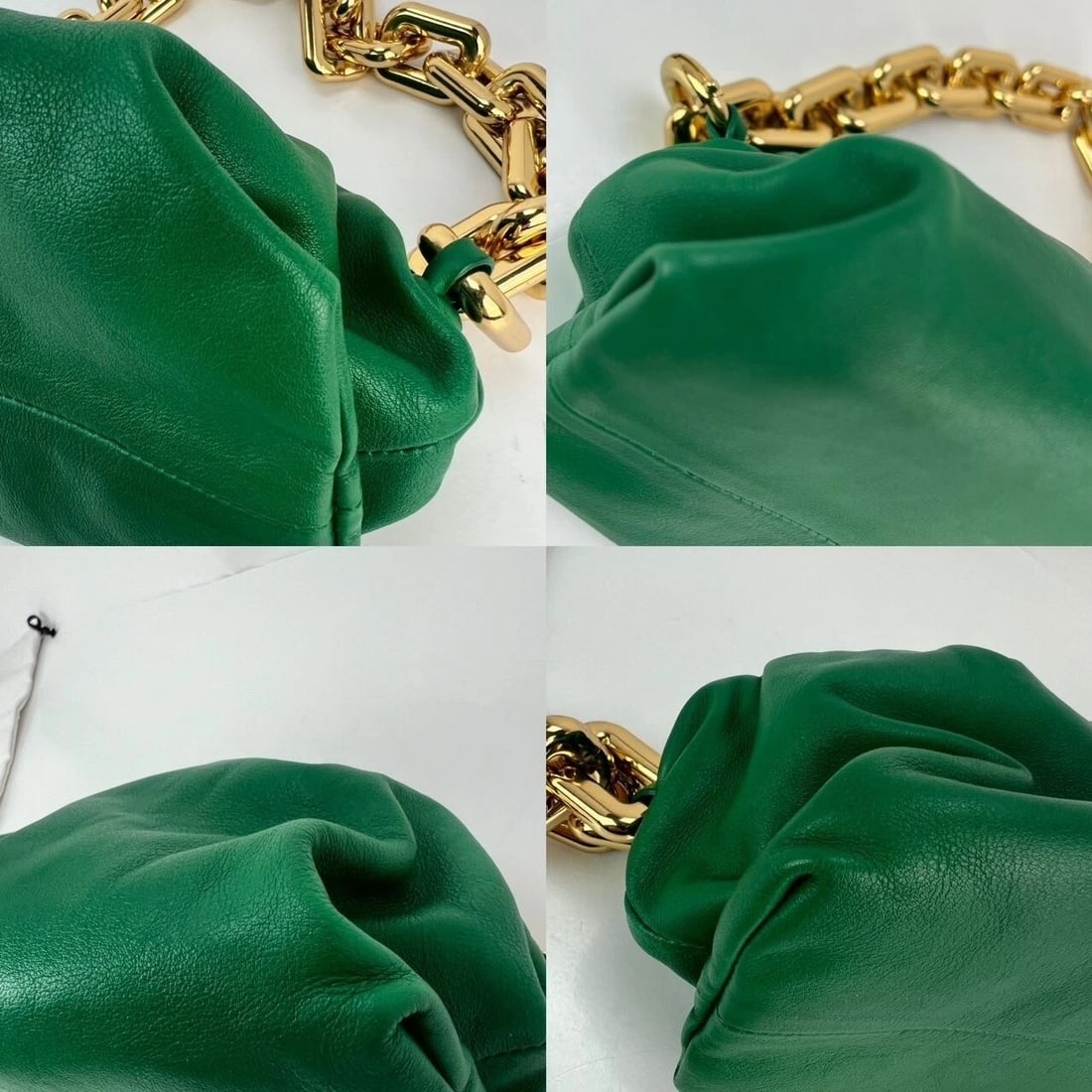 Bottega Veneta Green Chain Leather Pouch Bag Clutch - 4