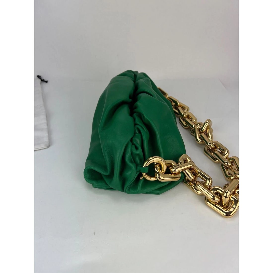 Bottega Veneta Green Chain Leather Pouch Bag Clutch - 9