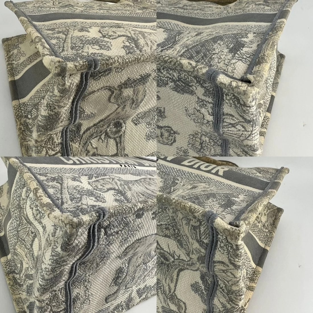 CHRISTIAN DIOR Canvas Embroidered Medium Dioriviera Grey Book Tote - 14