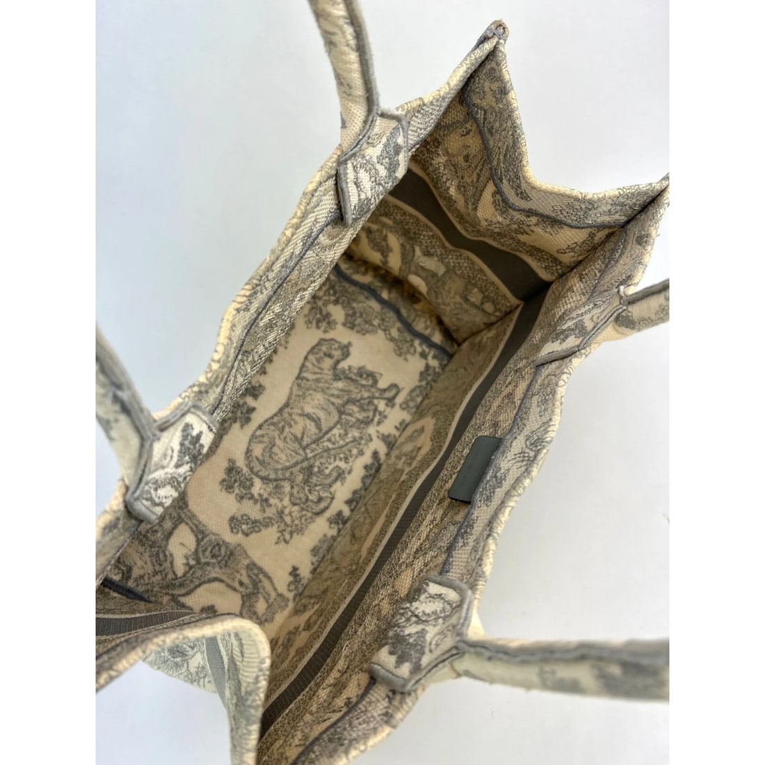 CHRISTIAN DIOR Canvas Embroidered Medium Dioriviera Grey Book Tote - 9