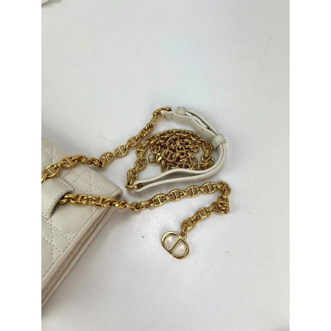 Christian Dior Caro Cannage White Leather Belt Bag Clutch - 9