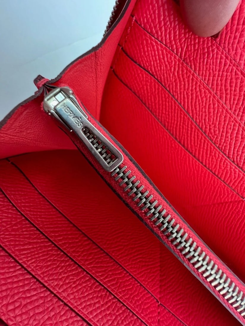 Hermes Epsom Lucky Wrist Azap Leather Pink Red Wallet - 10