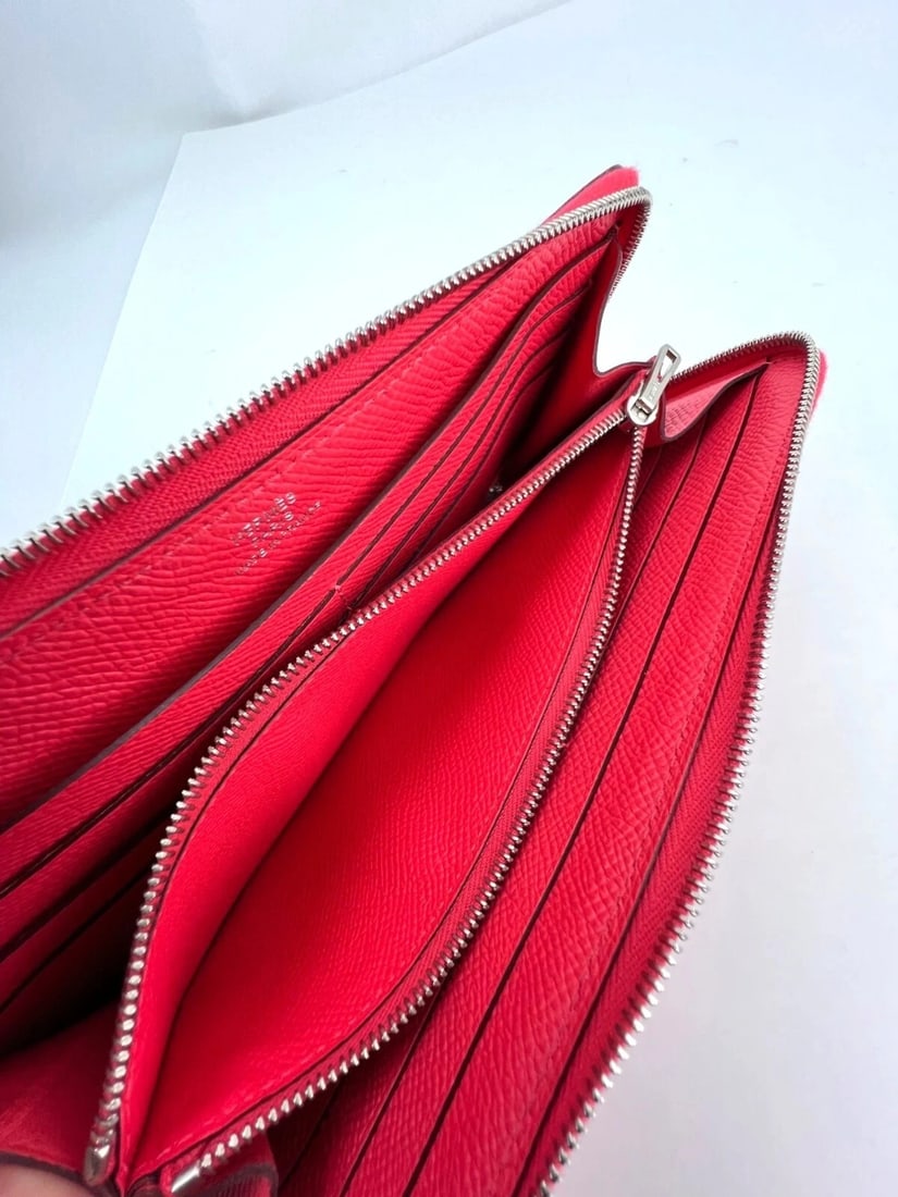 Hermes Epsom Lucky Wrist Azap Leather Pink Red Wallet - 11