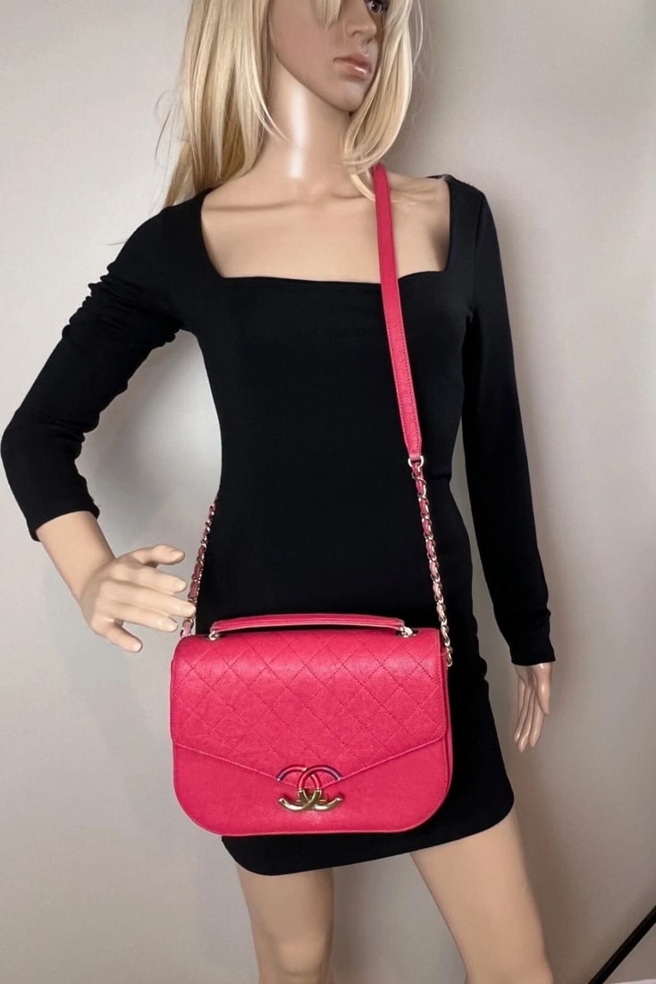 Chanel Paris-Cuba MM Caviar Leather Thread Around Pink Flap Handle Bag - 10