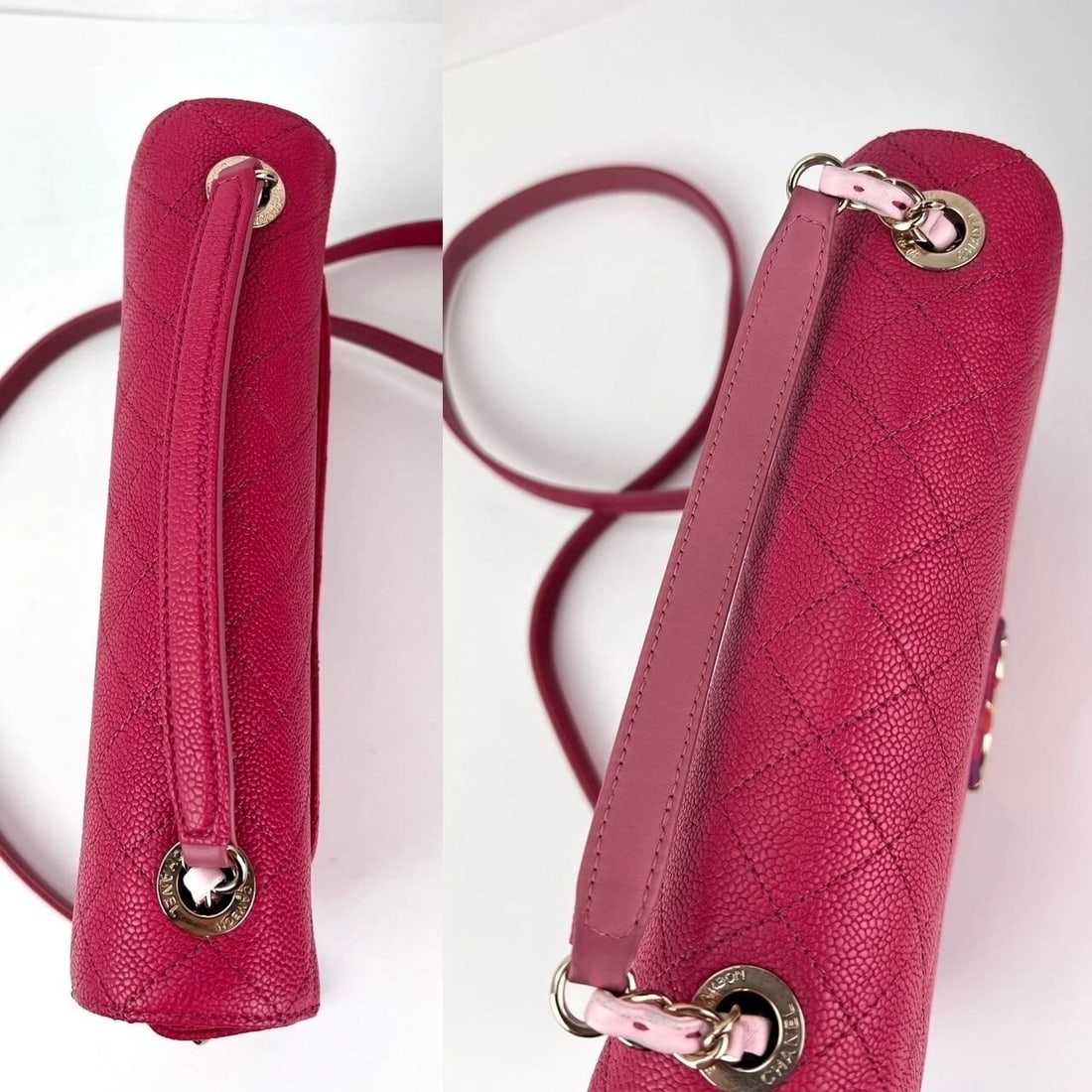 Chanel Paris-Cuba MM Caviar Leather Thread Around Pink Flap Handle Bag - 6