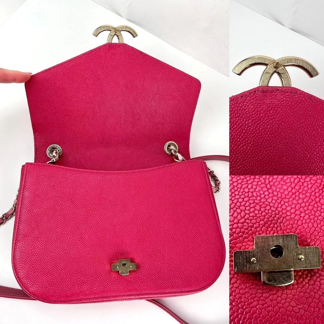 Chanel Paris-Cuba MM Caviar Leather Thread Around Pink Flap Handle Bag - 8