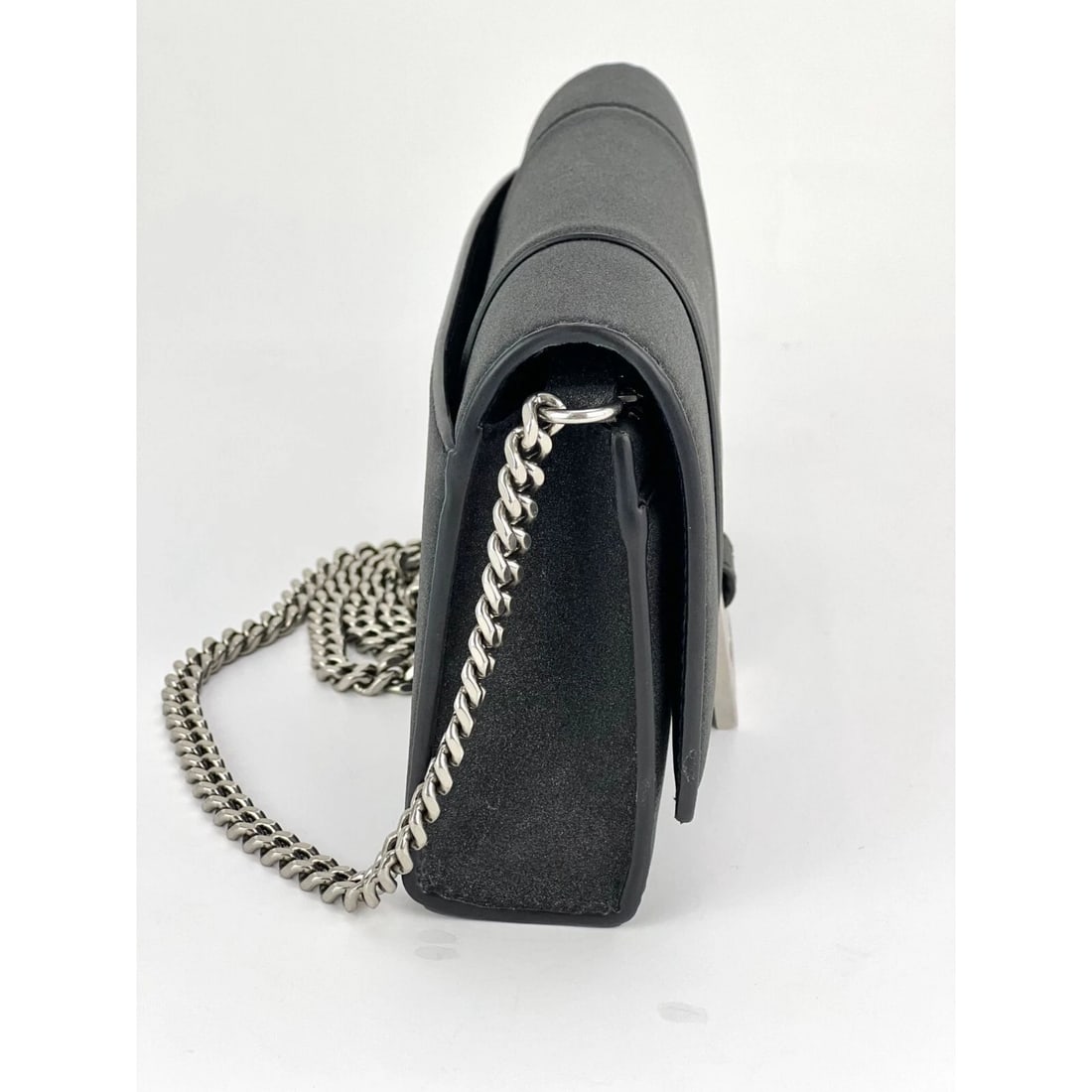 BALENCIAGA Hourglass Wallet On Chain Black Glitter Clutch Shoulder Bag - 11