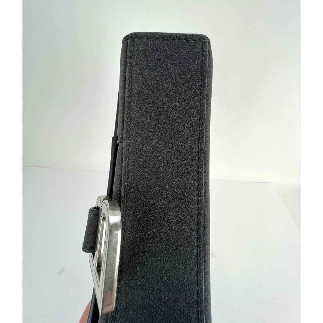 BALENCIAGA Hourglass Wallet On Chain Black Glitter Clutch Shoulder Bag - 9