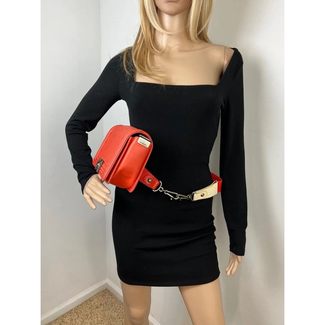 CHANEL Lambskin Quilted Medium Boy Red Flap Bag - 7