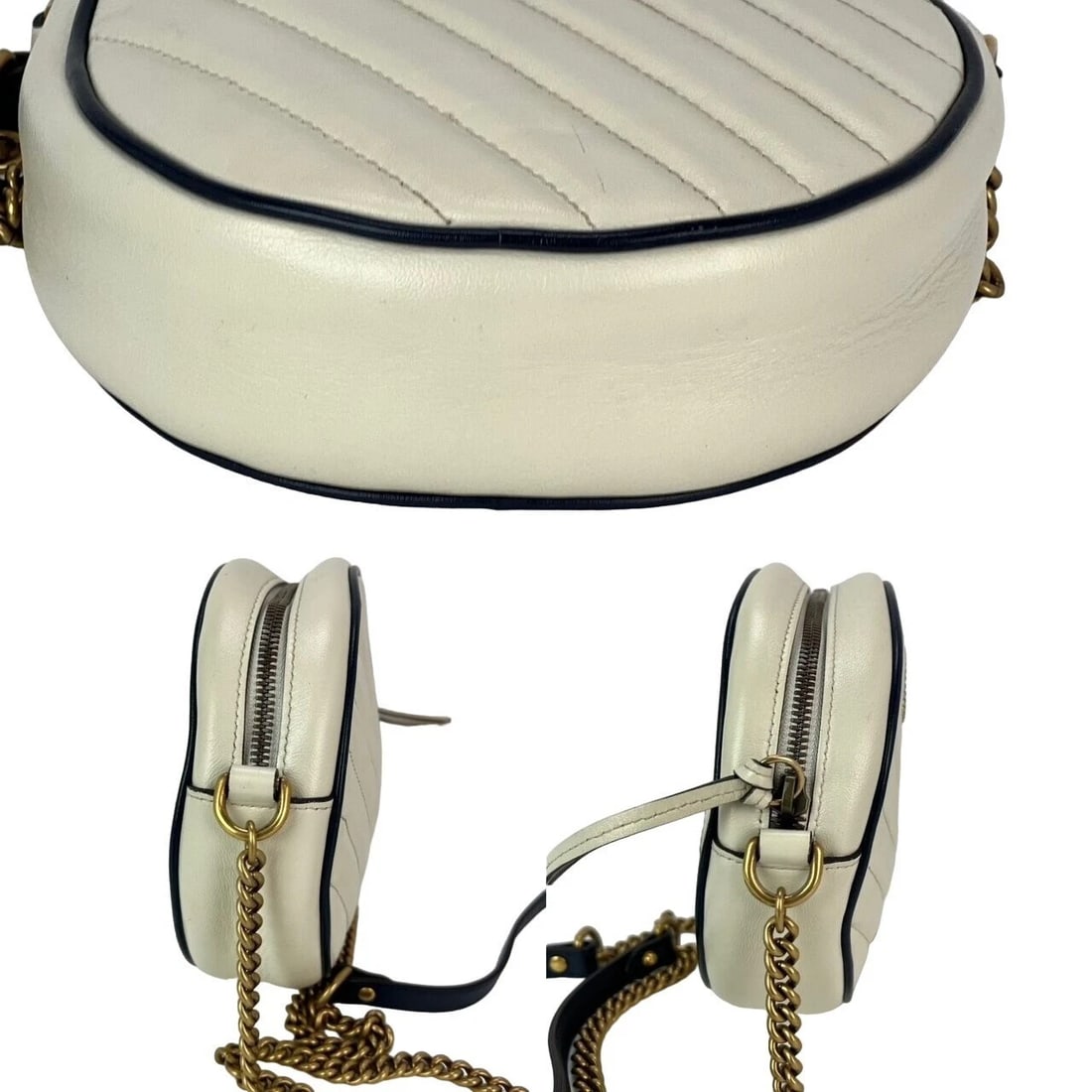 Gucci GG Azalea Matelasse Leather Round Mystic White Shoulder Bag - 3