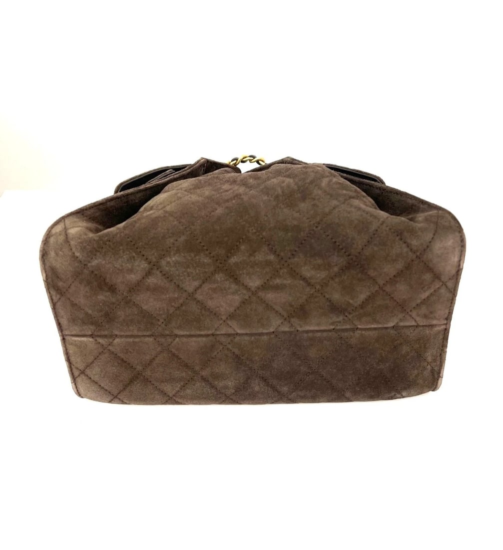 Chanel 25 Suede Calfskin Antique Gold Metal Small Brown Shoulder Bag - 3
