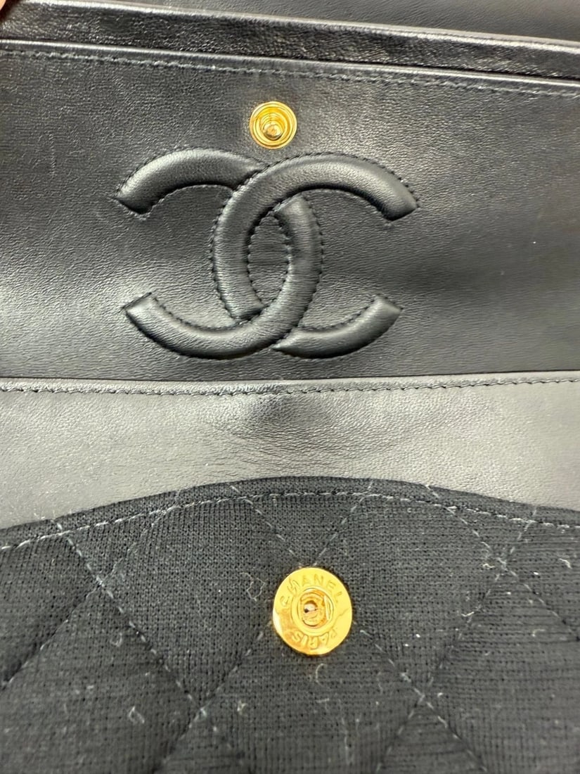 Chanel Jersey Knit Quilted Crystal Embellished Medium Double Flap Bag - 14