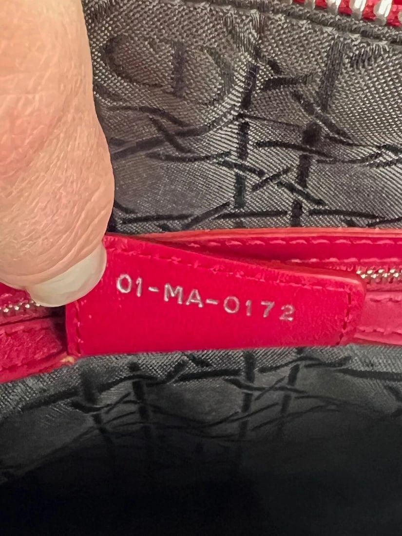 Christian Dior Lambskin Cannage Large Red Lady Dior Shoulder Bag - 7