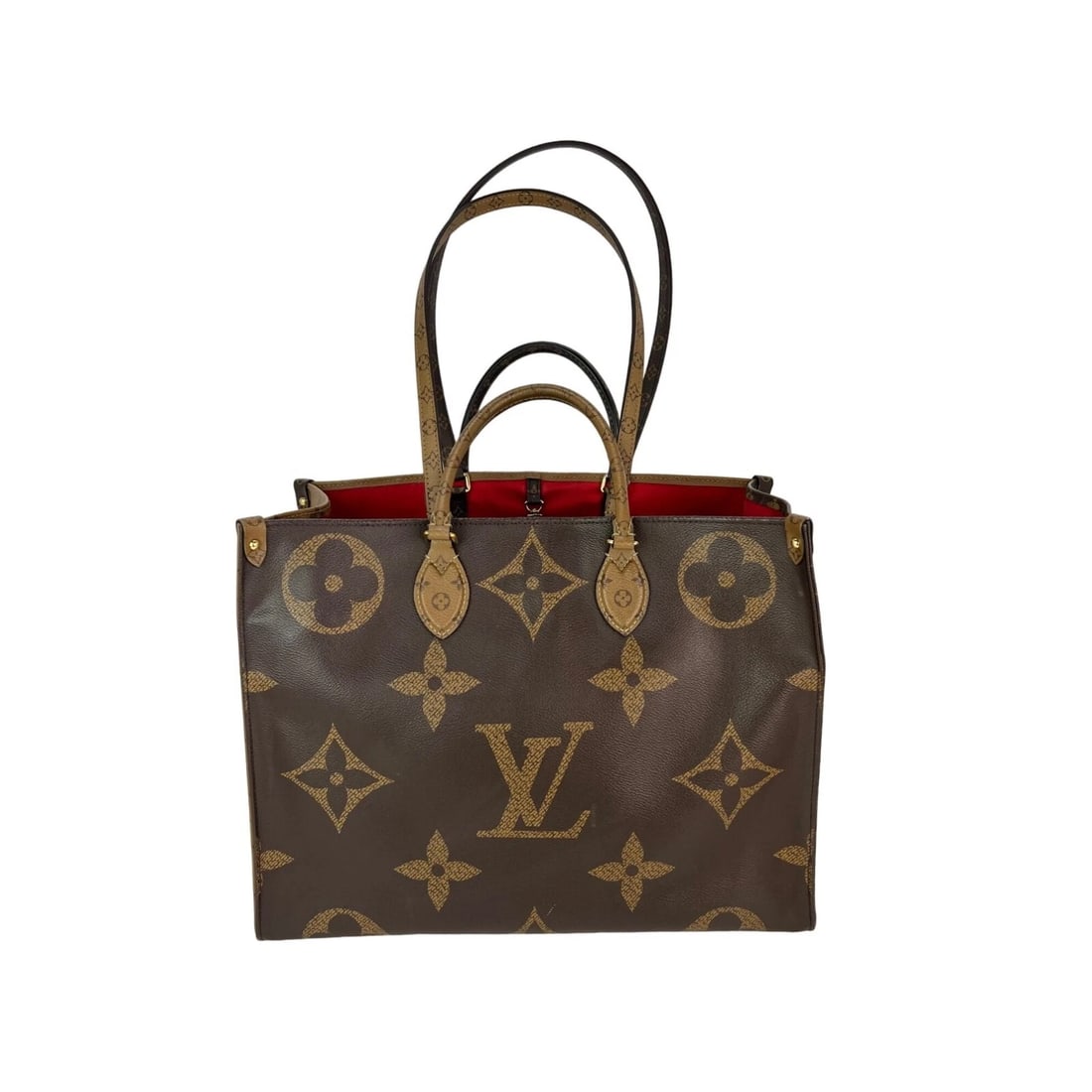 Louis Vuitton ONTHEGO GM Reverse Giant Monogram Tote: Title: Louis Vuitton ONTHEGO GM Reverse Giant Monogram Tote Description: Pre-Owned 100% Authentic Louis Vuitton ONTHEGO GM Reverse Giant Monogram Tote RATING: B+...very good, well maintained, shows
