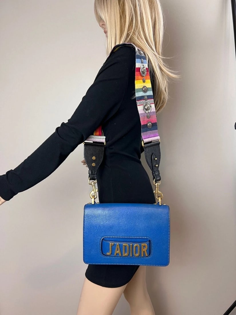 Christian Dior CD J'ADIOR Blue Flap Leather Shoulder Bag - 7