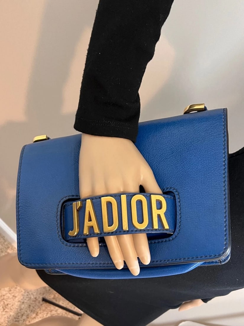 Christian Dior CD J'ADIOR Blue Flap Leather Shoulder Bag - 8