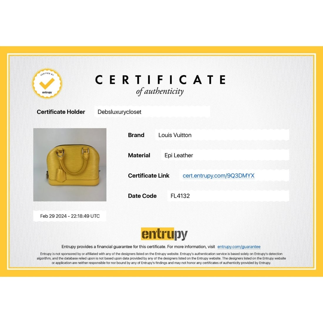 LOUIS VUITTON Alma BB Epi Leather Shoulder Bag - 12