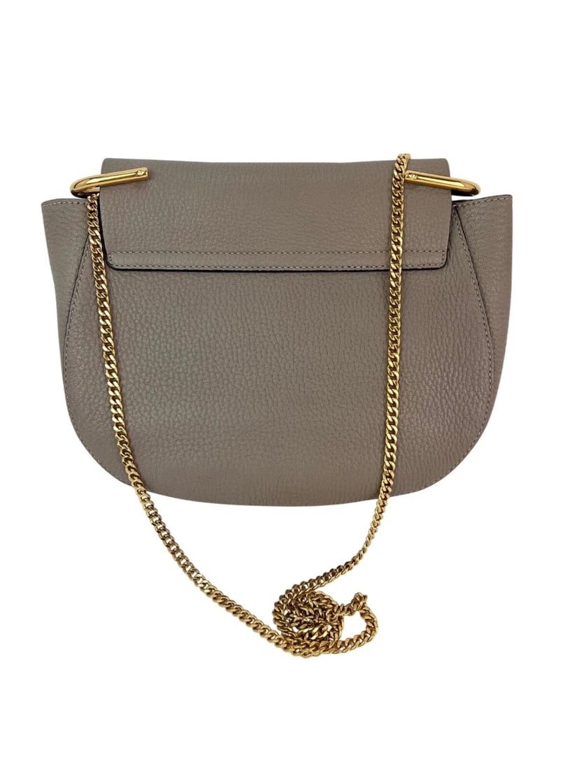 Chloe Small Drew Gray Grained Lambskin Leather Shoulder Cross-body Bag - 2