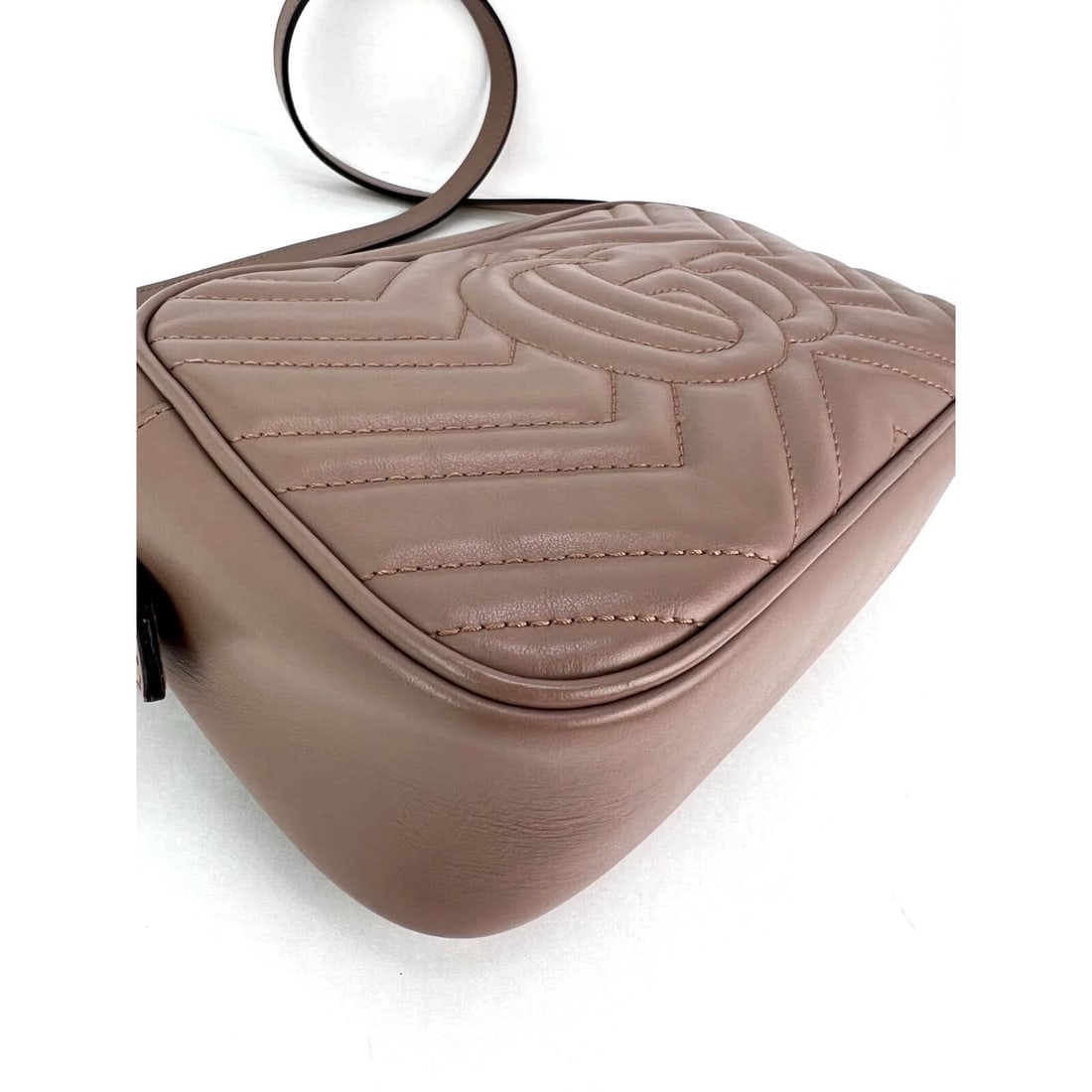 Gucci GG Marmont Small Chain Beige Matelasse Leather Crossbody Bag - 11