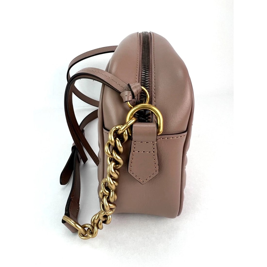 Gucci GG Marmont Small Chain Beige Matelasse Leather Crossbody Bag - 17