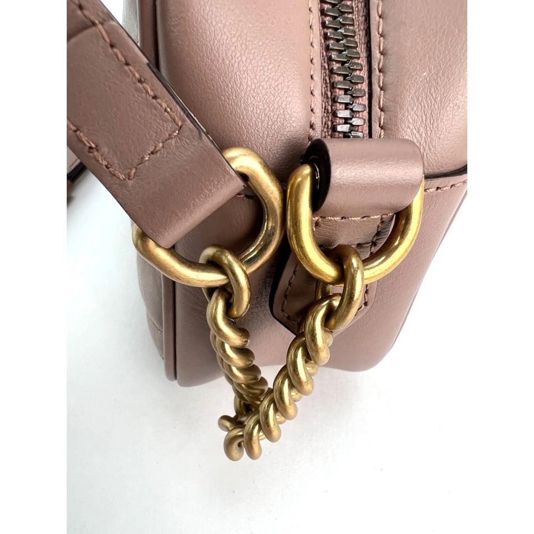 Gucci GG Marmont Small Chain Beige Matelasse Leather Crossbody Bag - 8