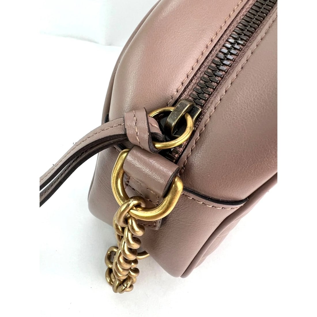 Gucci GG Marmont Small Chain Beige Matelasse Leather Crossbody Bag - 9