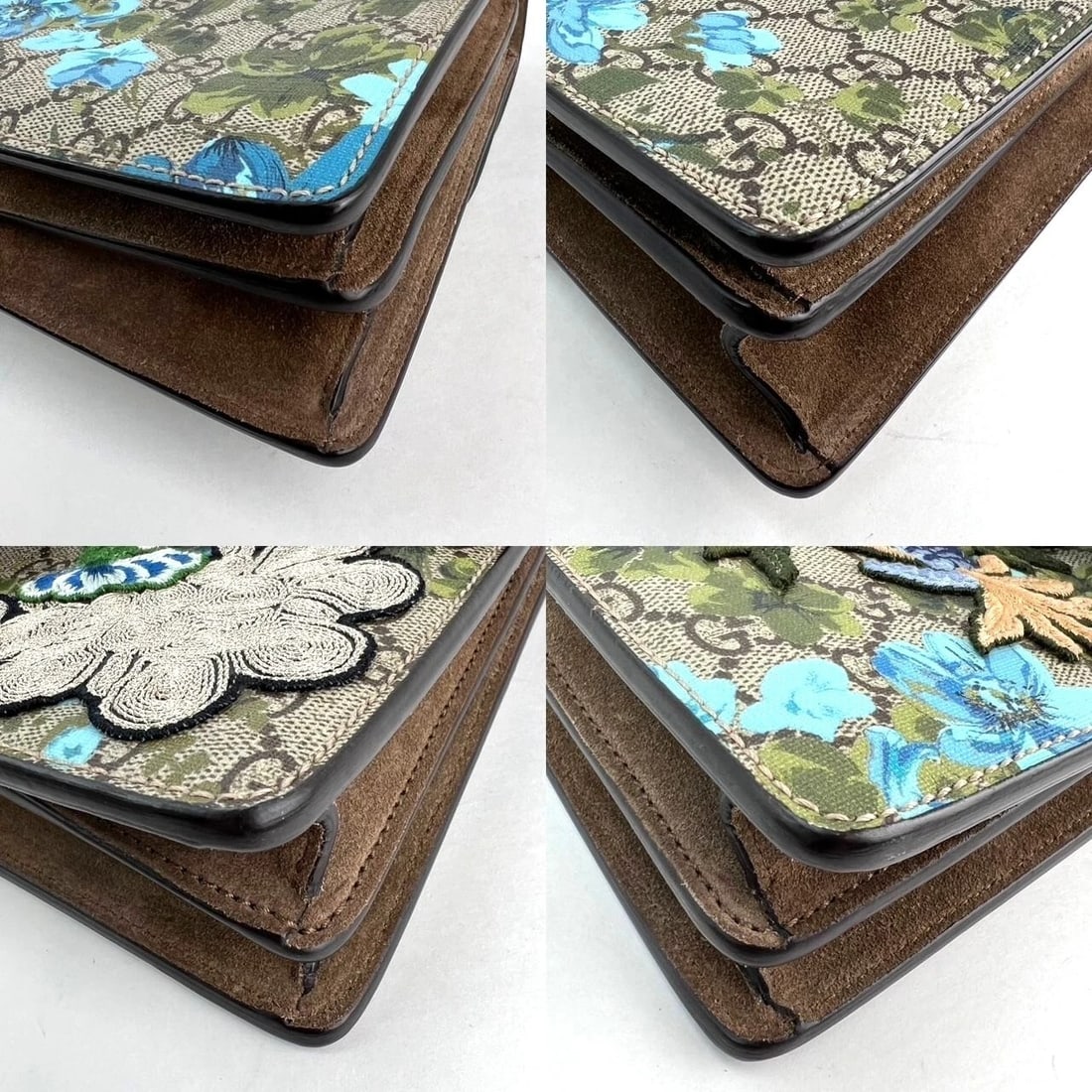 Gucci GGSupreme Blooms Print Embroidered MM Dionysus Blue Shoulder Bag - 3