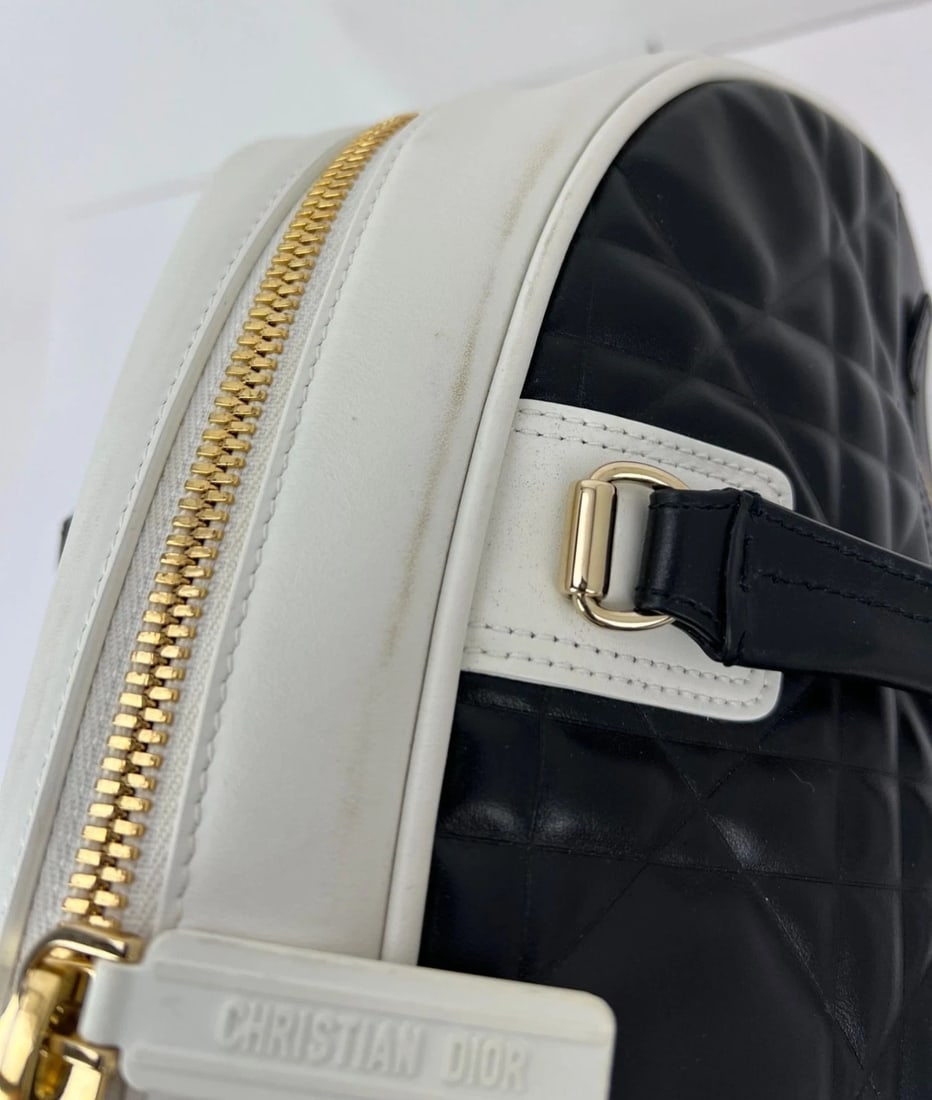 Christian Dior Lambskin Cannage Medium Dior Vibe Zip Bowling Bag - 12