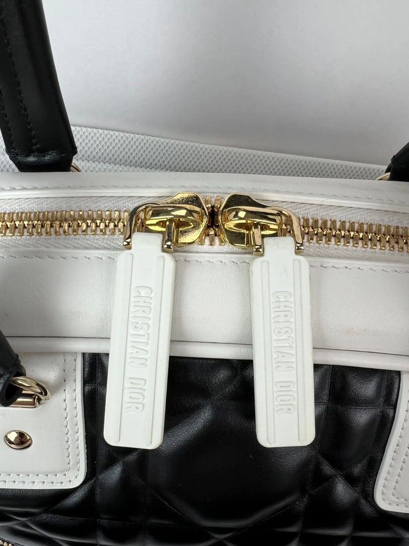 Christian Dior Lambskin Cannage Medium Dior Vibe Zip Bowling Bag - 15