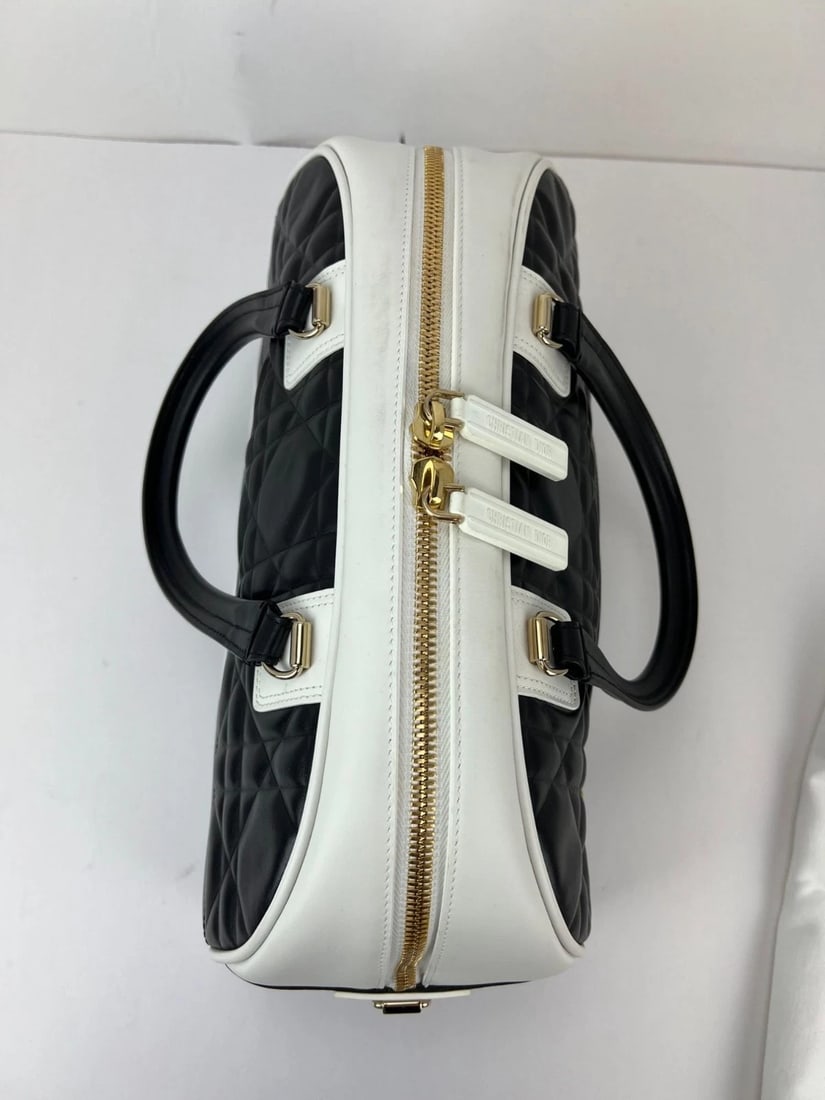 Christian Dior Lambskin Cannage Medium Dior Vibe Zip Bowling Bag - 6