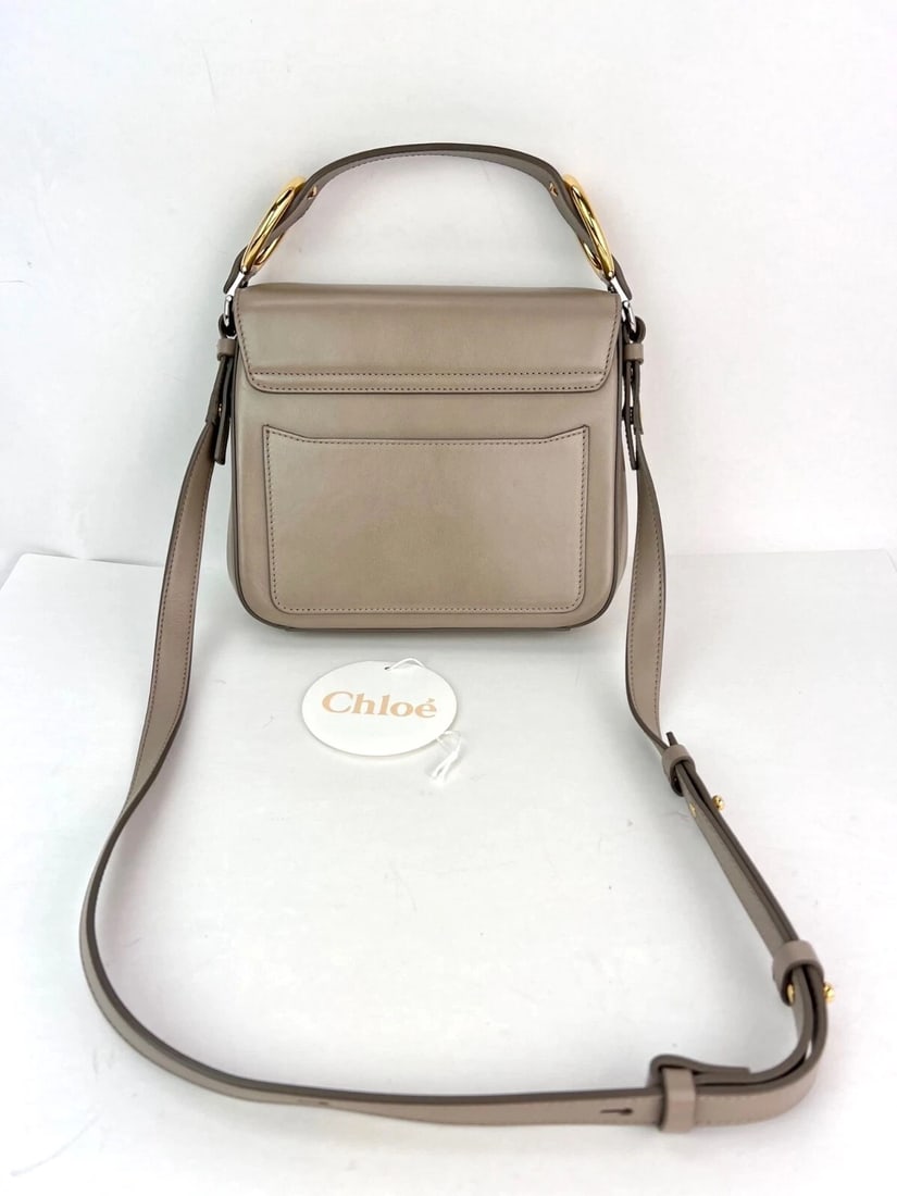 Chloe Shiny Calfskin Suede Small C Motty Gray Shoulder Bag - 2