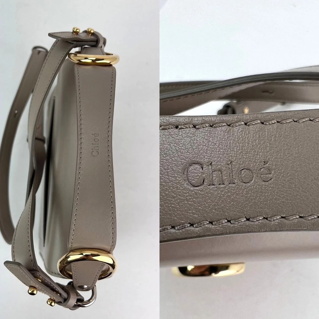 Chloe Shiny Calfskin Suede Small C Motty Gray Shoulder Bag - 3