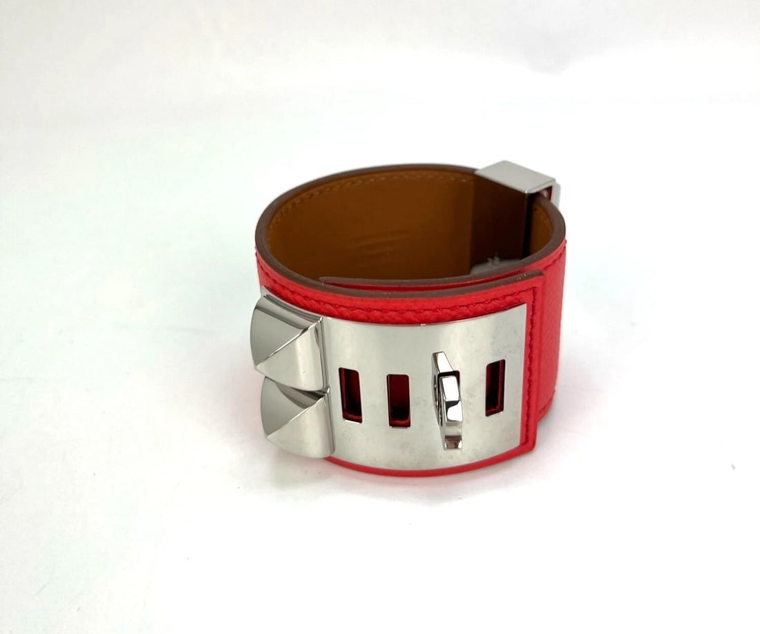 Hermes Leather COLLIER DE CHIEN CDC Rose Jaipur Epsom Bracelet - 7