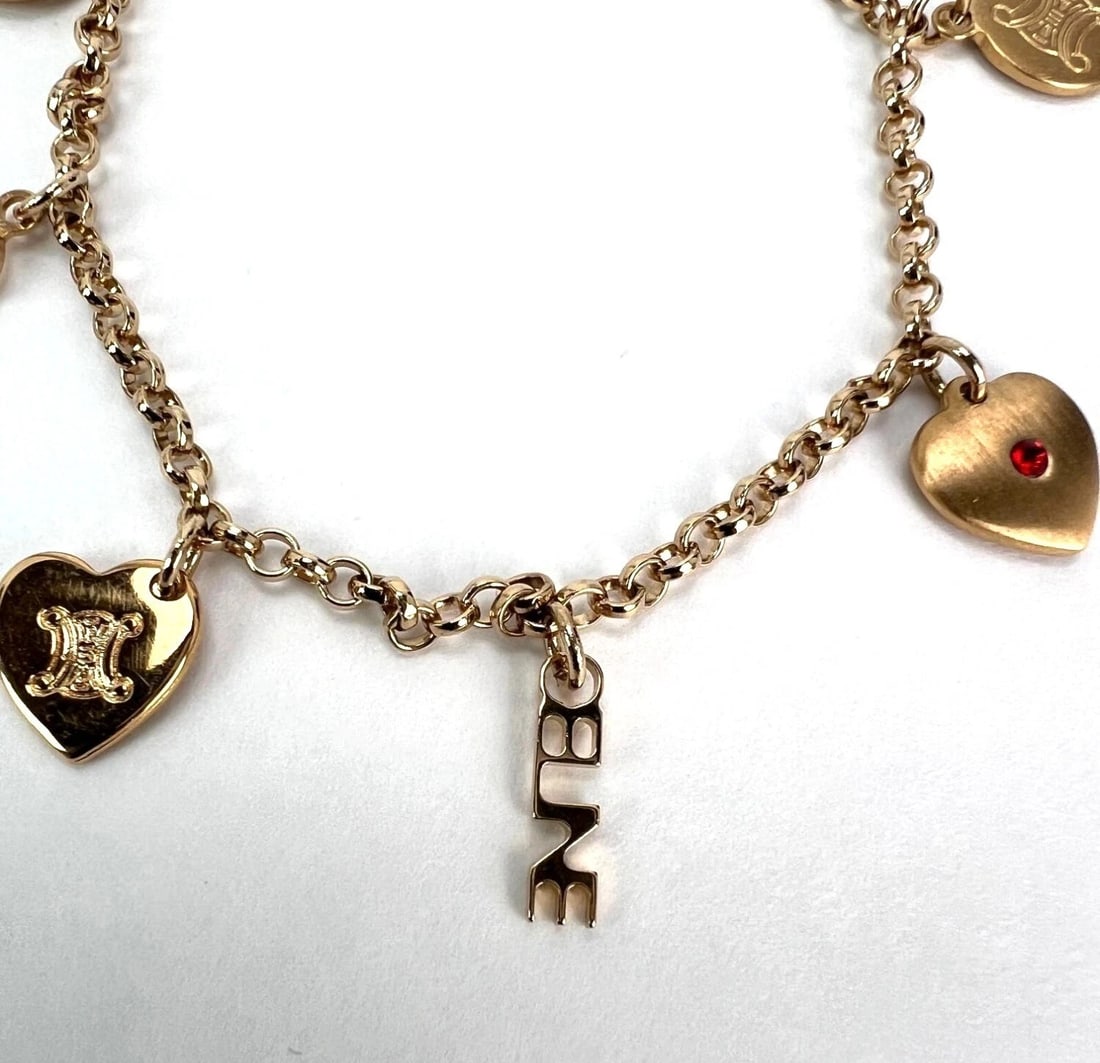 Celine Triomphe Gold metal Charm Bracelet - 12