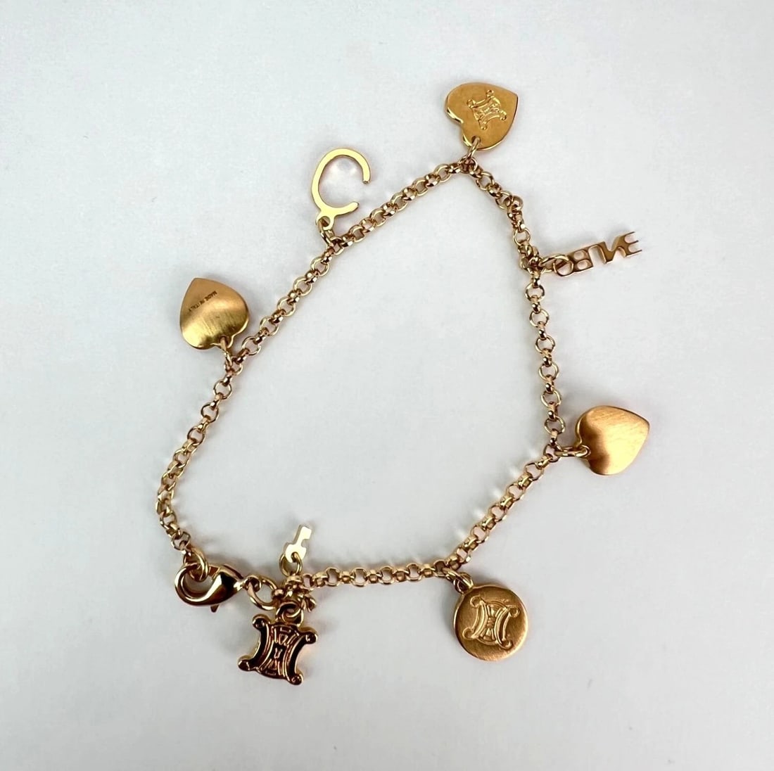 Celine Triomphe Gold metal Charm Bracelet - 9